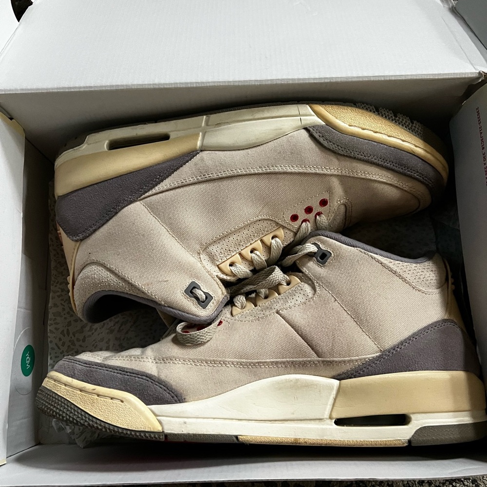 Jordan Cream and Gray Sneakers High-Top Athletic Style